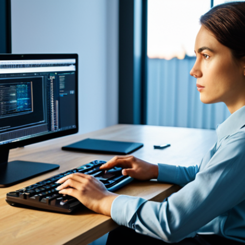 Home 22 A focused web designer, gender-neutral, in a modest long-sleeved shirt and professional trousers, seated at an ergonomic desk in a well-lit, contemporary home office. Multiple computer monitors display intricate code and a detailed wireframe layout. One hand rests on a keyboard, the other holds a stylus over a digital tablet, deep in thought. The scene captures a moment of intense concentration and problem-solving. perfect anatomy, correct proportions, natural pose, well-formed hands, proper finger count. professional photography, high quality, sharp focus, vibrant colors, cinematic lighting, fully clothed, modest clothing, appropriate attire, safe for work, appropriate content, professional.
