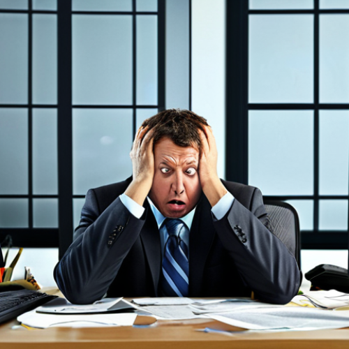 Home 11 Navigation Nightmare**
"A frustrated office worker, fully clothed in professional attire, sits slumped in front of a computer screen filled with confusing website menus and broken links. The background is a cluttered office. Safe for work, appropriate content, perfect anatomy, natural proportions, digital illustration, high quality, family-friendly."
**