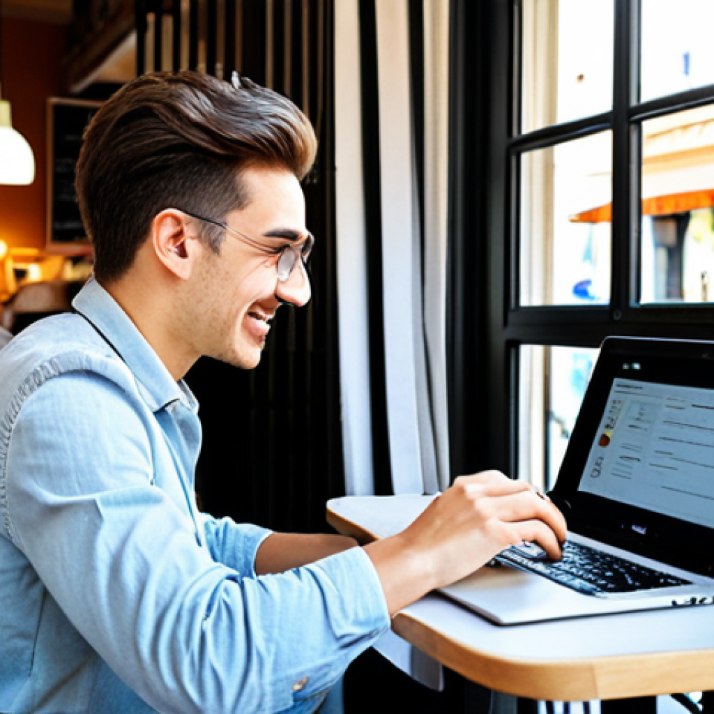 웹디자인 학습 플랫폼 추천 - **

"A student happily working on a web design project at a sunny caf&eacute; in Barcelona, laptop open, fu...