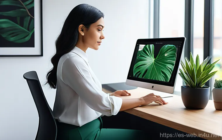 웹디자인 작업 효율성 높이기 - Image Prompt 1: AI-Powered Design Workflow in a Modern Ergonomic Setting**